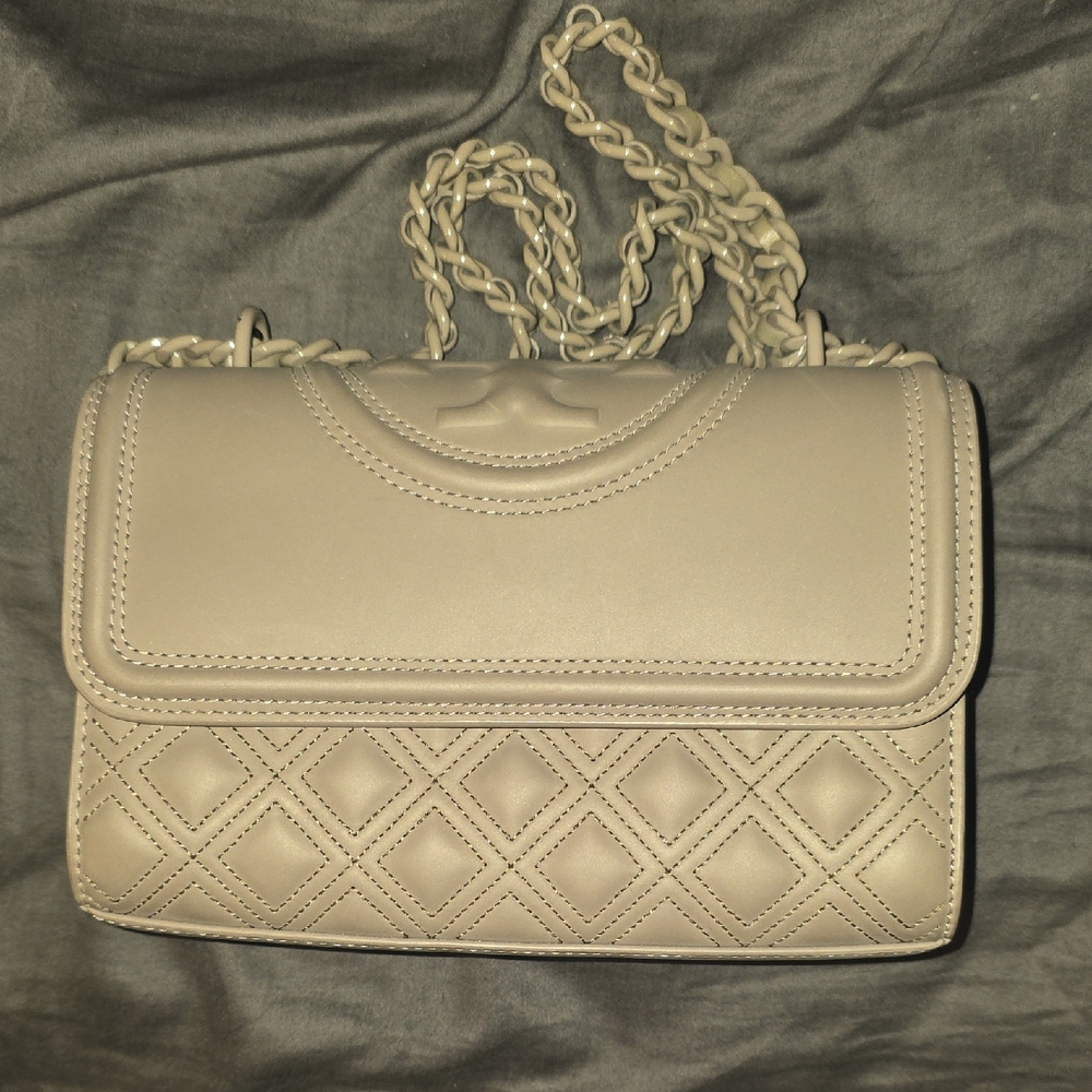Tory Burch Cream Quilted Crossbody Bag
